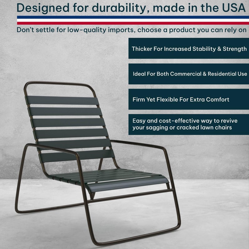 KOMORAX Sherwood Green 1.5" Wide 20' Length Chair Vinyl Strap Strapping for Patio Lawn Garden Outdoor Furniture Matte Finish Color - Image 4